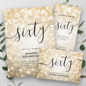 Modern Script Gold Glitter Lights 60ste verjaardag Gastenboek