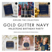 Gouden Glitter Navy Blauw Script Welkom 40th Party Poster