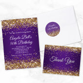 Sparkly Gold Glitter Royal Paars 50th Birthday Kaart
