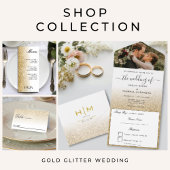 Wit & Goud Glitter Ovaal Bruiloft Receptie Menu