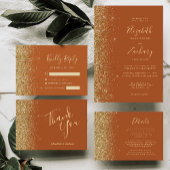 Terracotta Gold Glitter Wedding Programma Handwaaier