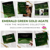 Groene goudglitter Agate Wedding Informatiekaartje