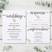 Gouden Folie Harten Kraft Papier Bruiloft RSVP Kaa (Personaliseer de collectie van deze zelfstandige maker.)