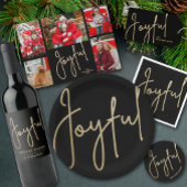 Goud JOYFUL op Zwarte Kerstmis Servet