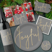 Goud JOYFUL op Grijs Kerstmis Terugkeeradres Etiket