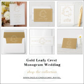 Gold Leafy Crest Monogram Guest Address Sticker