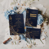 Gold Lighthouse Night Wedding RSVP Kaartje