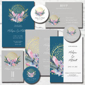Gouden Mandala Roze Kristal Boho Handfasting Bruil Kaart