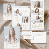 Goud Eenvoudig Modern Script Afstuderen Naam Kaart Contactkaartje