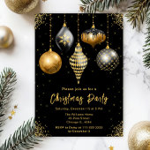 Black and Gold Ornament Exchange Party Kaart