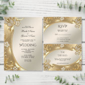 Gouden  Bloemen Trouwprogramma Programmakaart (Personaliseer de collectie van deze zelfstandige maker.)