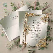 Goud  Floral Lijst Vrijgezellenfeest Kaart (Personaliseer deze collectie van deze onafhankelijke maker. Test)