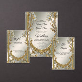 Goud Wit Bloemen Tafelnummer (Personaliseer de collectie van deze zelfstandige maker.)