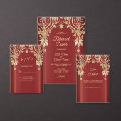 Modern Goud Rood Bloemen Retour Adres Label (Personaliseer de collectie van deze zelfstandige maker.)