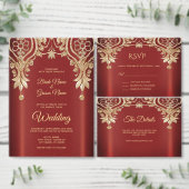 Modern Goud Rood Bloemen Tafelnummer (Personaliseer de collectie van deze zelfstandige maker.)