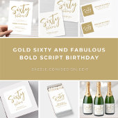 Moderne Gouden Zwarte Sixty Script 60ste Verjaarda Kaart