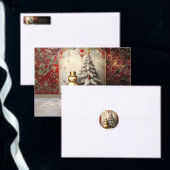 Gold Snowman Christmas Tree Holiday Apron Schort