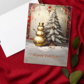 Gold Snowman Christmas Tree Holiday Apron Schort (Personaliseer de collectie van deze zelfstandige maker.)