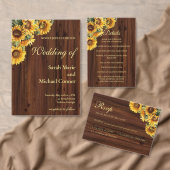 Gouden Zonnebloemen rustiek Save the Date Uitnodig (Personaliseer de collectie van deze zelfstandige maker.)