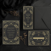 Elegant Gotisch Goud Tarot Trouwprogramma Handwaaier