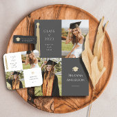 Gouden kwastje & Pet grijs Afstuderen invoegen naa Mini Visitekaartje