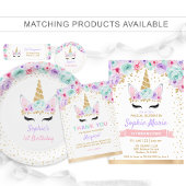 Goud Blauwgroen Roze Paarse Eenhoorn 1e Verjaardag Bedankzakje