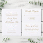 Traditionele Gouden Formele Elegante Huwelijk All In One Uitnodiging (Personaliseer de collectie van deze zelfstandige maker.)