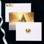 Gouden Truck Kerstboom Vakantie Keuken Handdoek