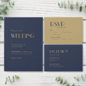 Gold Type Deco | Donkere marineweddenschap RSVP Uitnodiging Briefkaart (Personaliseer de collectie van deze zelfstandige maker.)