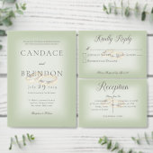 Gold Wedding Rings op Sage Wedding Uitnodiging (Personaliseer de collectie van deze zelfstandige maker.)