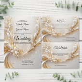 Witgouden bloemen sparen de datum save the date (Personaliseer de collectie van deze zelfstandige maker.)