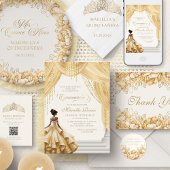 Elegant masker Masquerade Gold Quinceanera Kaart