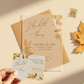 Minimale Herfst Gouden Botanische Script Trouw Kaart