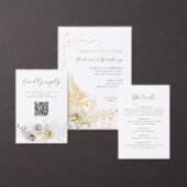 Golden Bloom Delicate Floral Calligraphy Square Save The Date (Personaliseer de collectie van deze zelfstandige maker.)