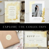 Gold Blooms Folie Folie Uitnodiging