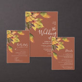 Rustic Autumn Foliage Wedding Rehearsal Dinner Kaart (Personaliseer de collectie van deze zelfstandige maker.)