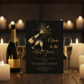  Gold Champagne Cheers New Year Sticker
