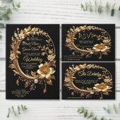 Golden Floral Ornate Frame Bridal Shower Kaart (Personaliseer de collectie van deze zelfstandige maker.)