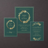 Elegant Emerald Green Golden Foliage Save the Date Aankondigingskaart (Personaliseer de collectie van deze zelfstandige maker.)