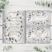 Waterverf Witte Bloemen Gouden Lijst Zilveren brui Programmakaart (Personaliseer de collectie van deze zelfstandige maker.)