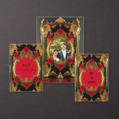 Gouden lijst met rode rozen, gotische bruiloft menu (Personaliseer de collectie van deze zelfstandige maker.)