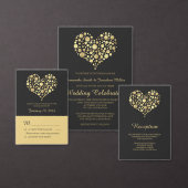 Elegant Goud Hart op Dusty Zwart Slim Dinner Menu (Personaliseer de collectie van deze zelfstandige maker.)