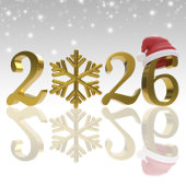 Happy New Year Gold 2026 | Santa Hat and Snowflake Briefpapier