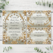 Gouden  Witte Bloemen Papier Onderzetter (Personaliseer de collectie van deze zelfstandige maker.)