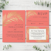 Golden Palm Frond Modern Minimalist RSVP (Personaliseer de collectie van deze zelfstandige maker.)