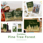 Merry Joyful Kerstmis Dark Green Gold Pine Trees Tote Bag