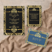Gouden Romance Art Deco RSVP-kaart V2 RSVP Kaartje (Personaliseer de collectie van deze zelfstandige maker.)