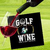 Goudglanzende pensionering met wijnglas en fles golfballen