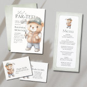 Schattige Groene Golfbeer Aangepaste Baby Shower Menu