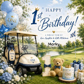 Golf 1e verjaardagsbanner met golfkar  kaart